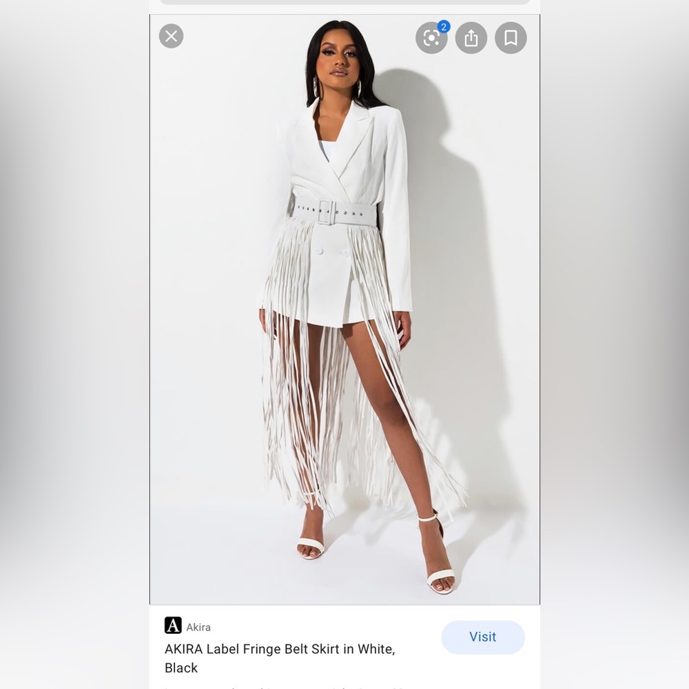 Akira White Fringe Belt Skirt